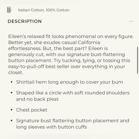 Frank and Eileen Eileen Italian Cotton Gray Button Up Shirt , size XS - Picture 10 of 10